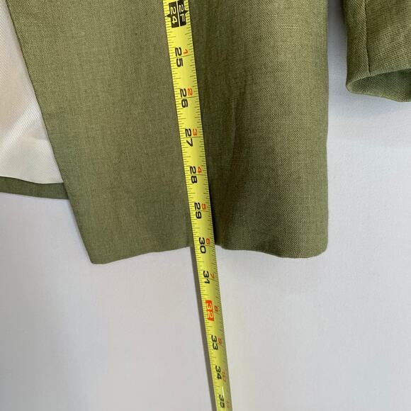 ZARA Linen Blend Blazer Women’s Size XS Olive Green Lightweight Workwear - Picture 6 of 9